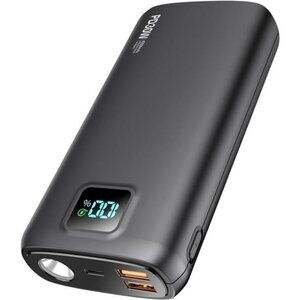 40000mAh portable power bank fast charge USB C LED display flashlight black